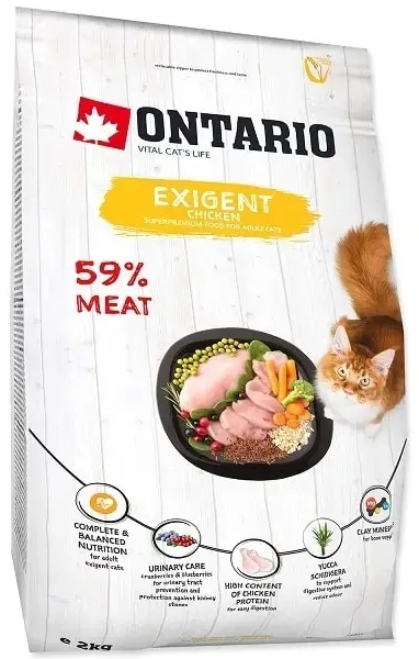 Sausā barība kaķiem - Ontario Cat Exigent, 2 kg