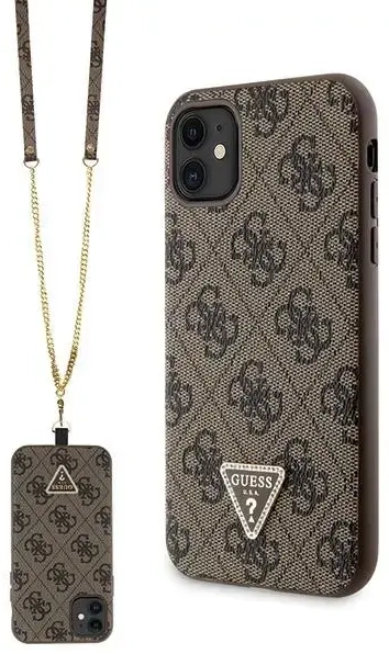 Guess GUHCN61P4TDSCPW iPhone 11 | Xr 6.1" brązowy|brown hardcase Crossbody 4G Metal Logo