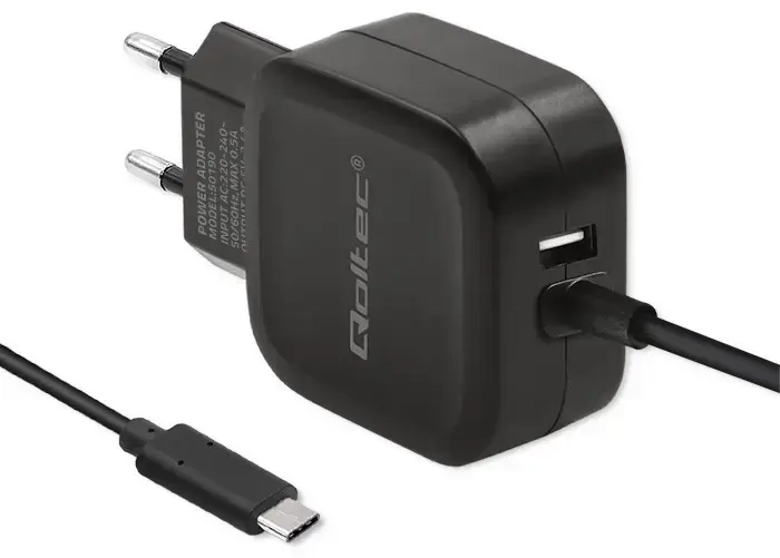 Qoltec Charger kelioninis įkroviklis | 17W | USB-A, USB-C