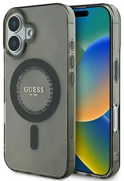 Guess GUHMP16MPFTDTEK iPhone 16 Plus 6.7" czarny|black hardcase IML Rhinestones MagSafe