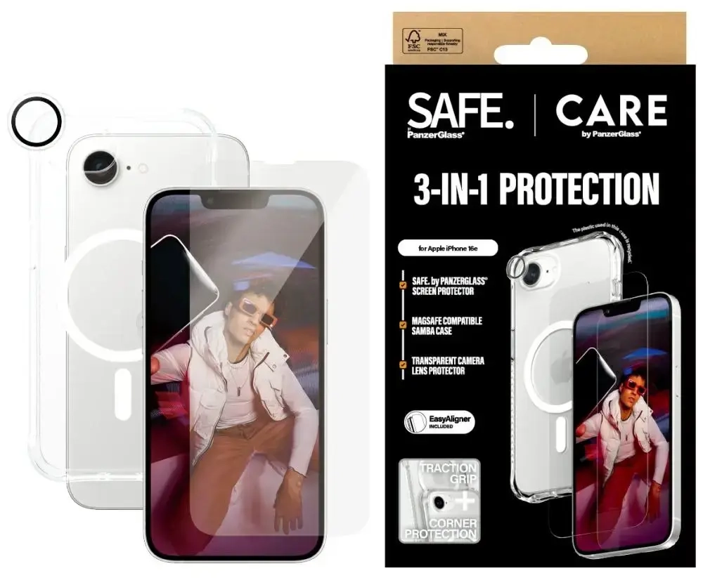 Zestaw ochronny CARE by PanzerGlass       Fashion 3w1 Etui+Szkło+Lens do iPhone 16e