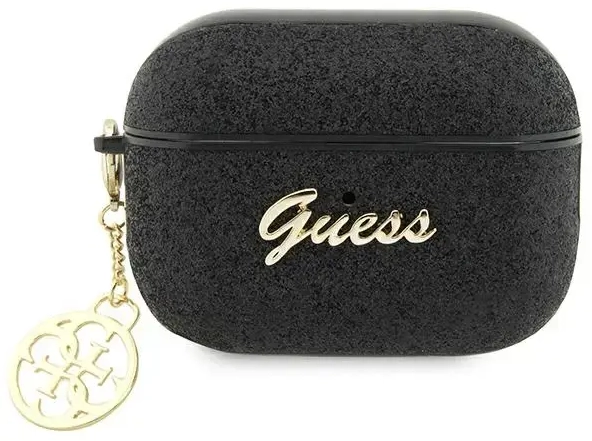 Guess GUAP2GLGSHK AirPods Pro 2 cover black|black Glitter Flake 4G Charm