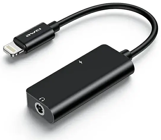 AWEI Adapteris CL-121 Lightning-Lightning| Jack 3.5 2in1 juodas|black