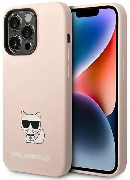 Karl Lagerfeld Liquid Silicone Choupette dėklas iPhone 14 Pro Max rožinis
