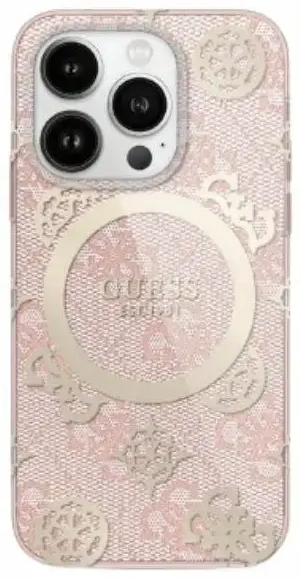 Guess GUHMP16LH4PYEEP iPhone 16 Pro 6.3"  różowy|pink hardcase IML Peony On 4G Background MagSafe