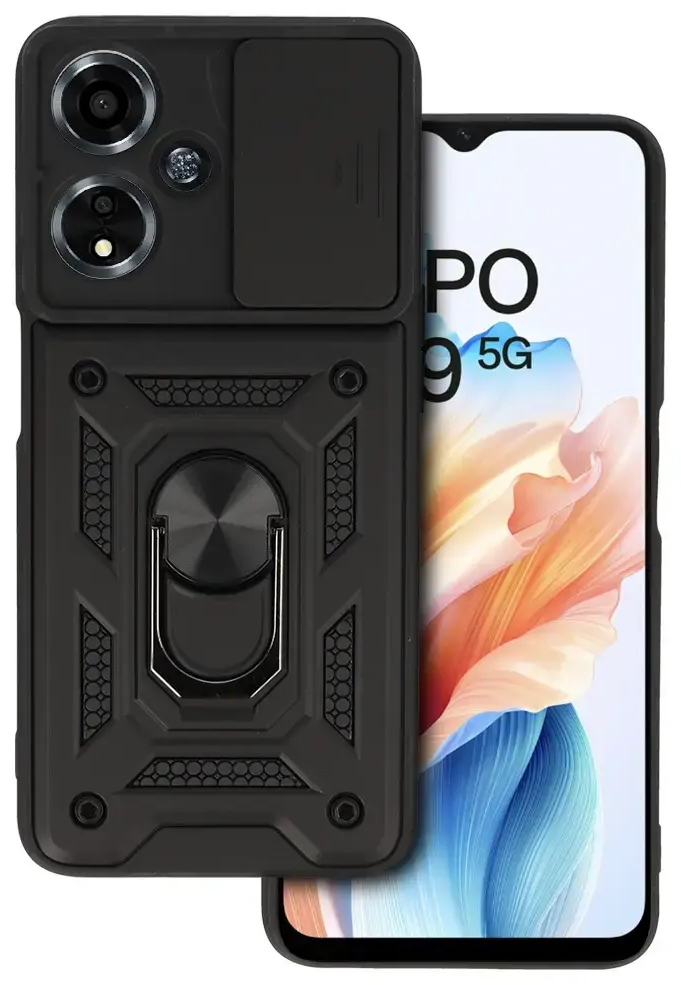 Slide Camera Armor Case for Oppo A59 Black