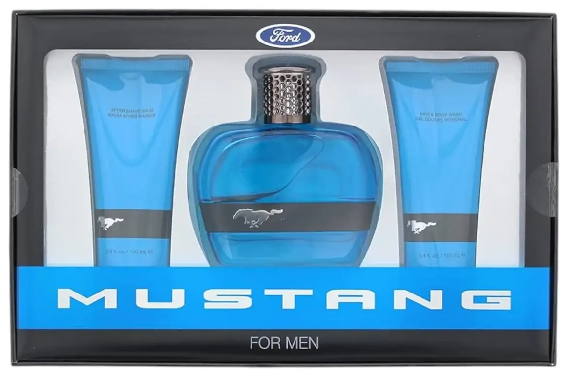 Set Ford: Mustang Blue, Eau De Toilette, For Men, 100 ml + Mustang Blue, Hydrating, After-Shave Balm, 100 ml + Mustang Blue, Hydrating, Body Wash, For Hair & Body, 100 ml