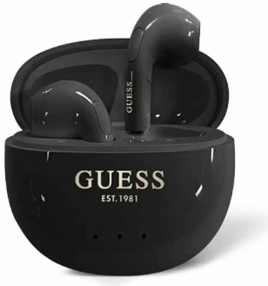 Słuchawki TWS Guess Glossy Effect Egg     Shape Printed Classic Logo czarny