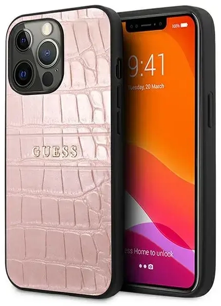 Guess GUHCP13LPCRBPI iPhone 13 Pro | 13 6,1" różowy|pink Croco Strap Collection
