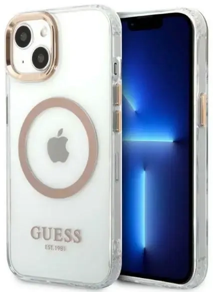 Guess GUHMP13MHTRMD iPhone 13 6,1" złoty|gold hard case Metal Outline Magsafe
