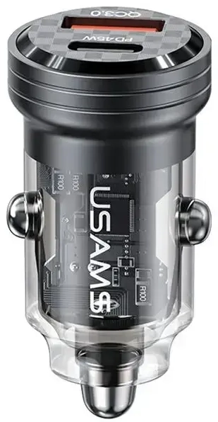 USAMS C35 CC175CC01 automašīnas lādētājs | 45W | USB-C, USB-A | melns