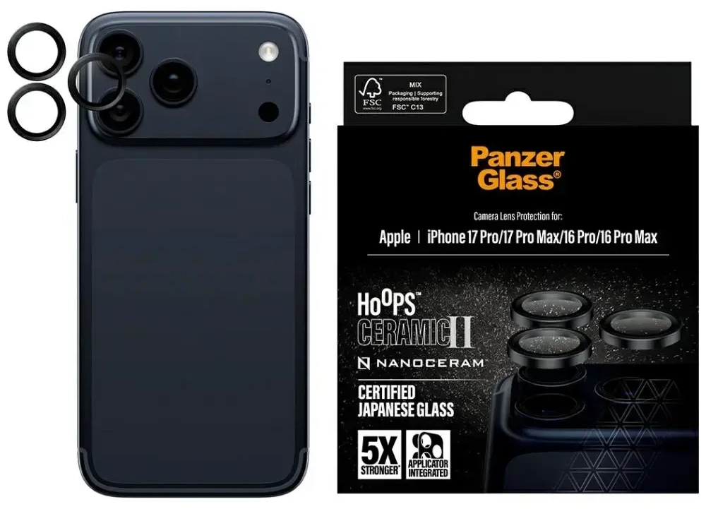 PanzerGlass Hoops Ceramic II Camera Lens Glass for iPhone 17 Pro | 17 Pro Max | 16 Pro | 16 Pro Max