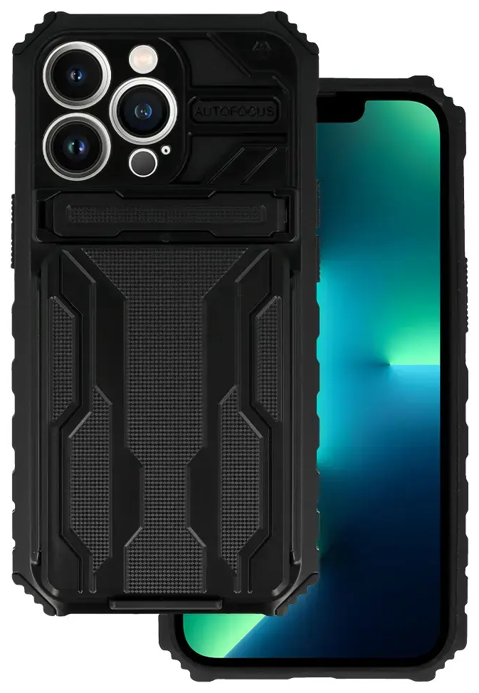 Tel Protect Combo telefono dėklas su stovu iPhone 13 Pro juodas