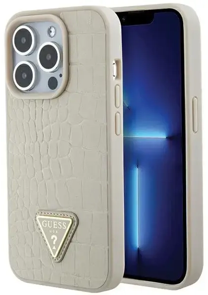 Guess GUHCP15LPCRTHCD iPhone 15 Pro 6.1" złoty|gold hardcase Croco Triangle Logo