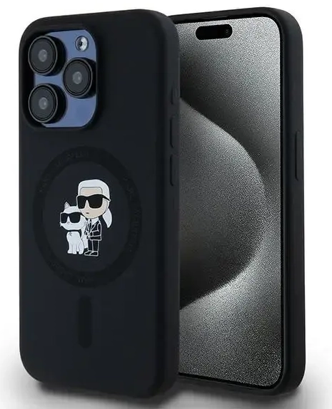 Karl Lagerfeld Silicone Karl&Choupette MagSafe case for iPhone 15 Pro - black
