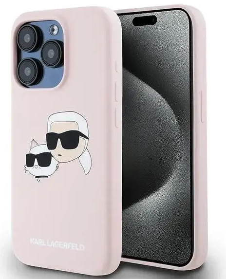 Karl Lagerfeld Silicone Karl&Choupette MagSafe case for iPhone 15 Pro Max - pink