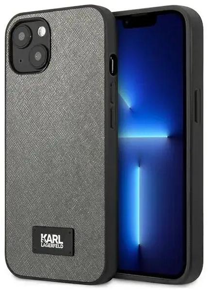 Karl Lagerfeld KLHCP13MSFMP2DG iPhone 13 6,1" hardcase srebrny|silver Saffiano Plaque