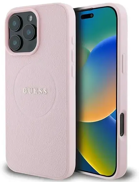 Guess GUHMP16LPGHSMMP iPhone 16 Pro 6.3" różowy|pink hardcase Grained Ring MagSafe