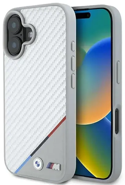 BMW BMHMP16S23PUDTS iPhone 16 6.1" szary|grey hardcase M Carbon Tricolor Line MagSafe