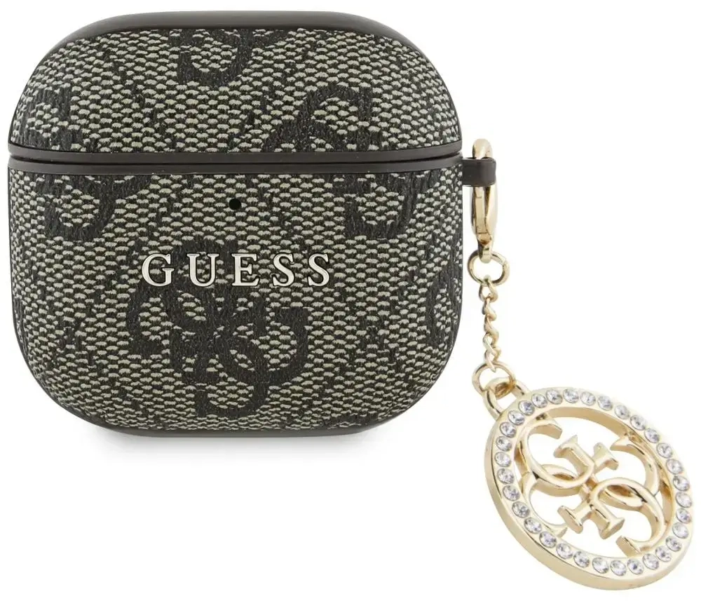 Etui Guess 4G Strass Charm do AirPods 4   brązowy