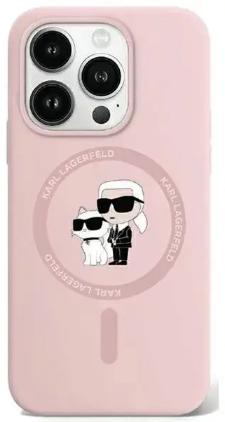 Karl Lagerfeld KLHMP15XSCMKCRHP iPhone 15 Pro Max 6.7" różowy|pink hardcase Silicone Karl & Choupette Ring MagSafe
