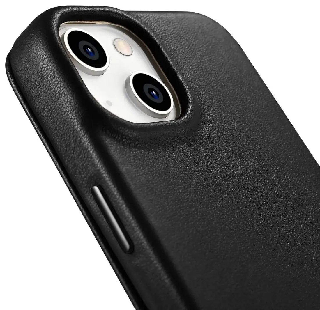 iCarer CE Premium Leather Folio Case iPhone 14 Plus Magnetic Flip Leather Folio Case MagSafe black (WMI14220715-BK)