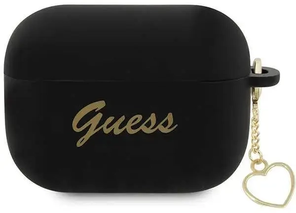 Guess GUAP2LSCHSK AirPods Pro 2 (2022|2023) cover czarny|black Silicone Charm Heart Collection