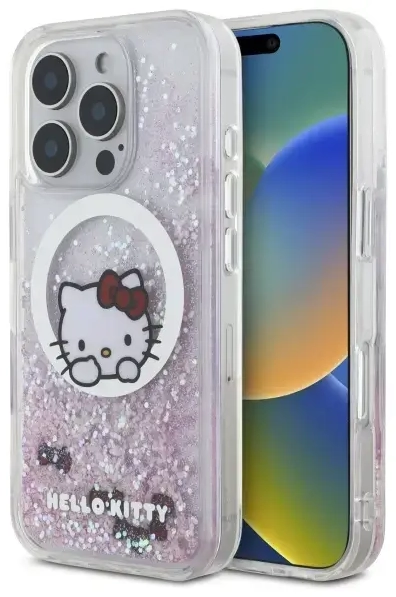 Hello Kitty HKHMP16LLSWKH iPhone 16 Pro   6.3" biały|white hardcase Liquid Glitter Sweet Kitty Bows MagSafe