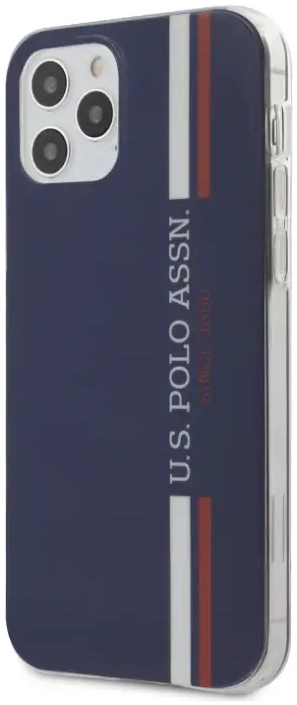 U.S. Polo USHCP12MPCUSSNV Tricolor Vertical Stripes Cover For Apple iPhone 12 | 12 Pro Blue
