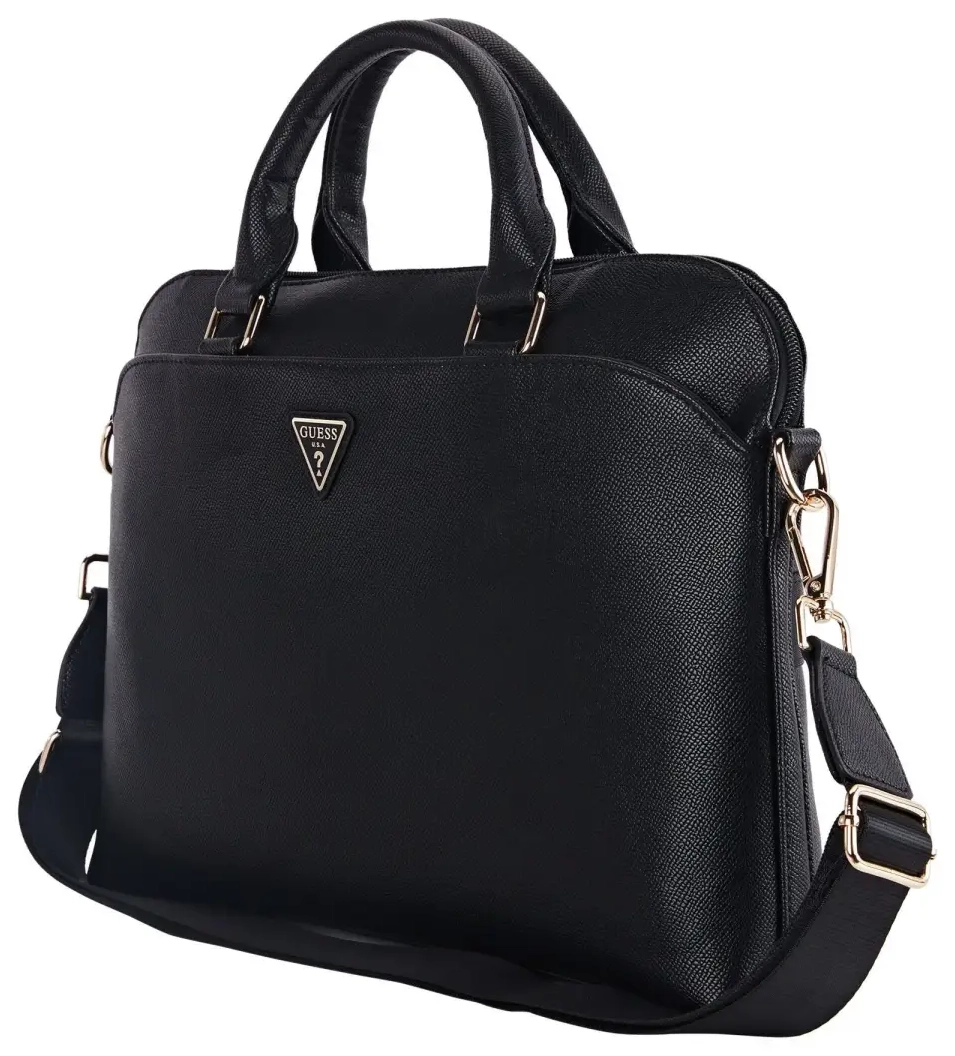 Guess PU Grained Triangle Logo Computer Bag 15|16" Black