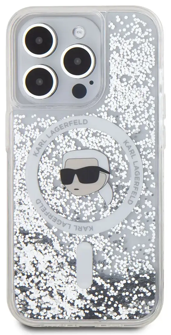 Karl Lagerfeld KLHMP15XLGKISGH iPhone 15 Pro Max 6.7" hardcase transparent Liquid Glitter Karl Head Magsafe