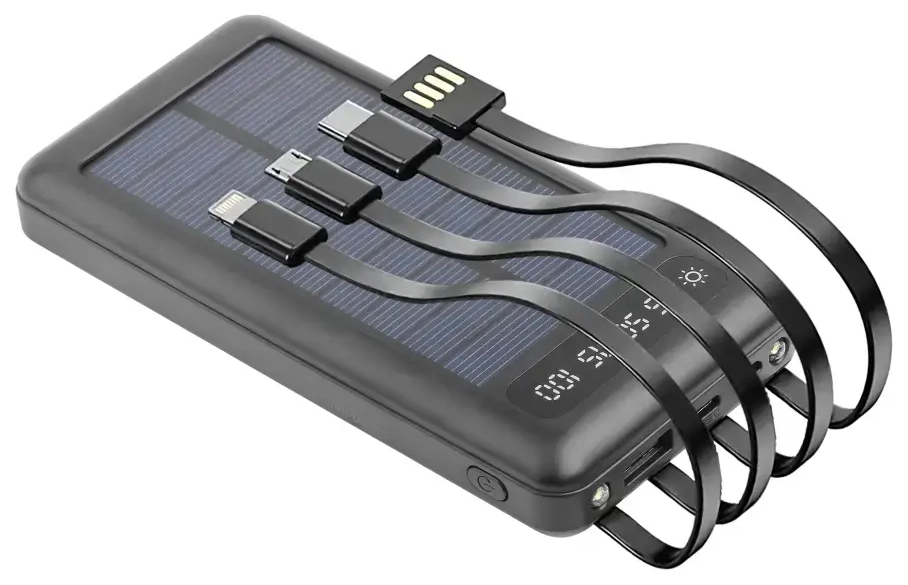 Setty solar SLR-100 išorinė baterija (powerbank) | 10 000 mAh | juodas