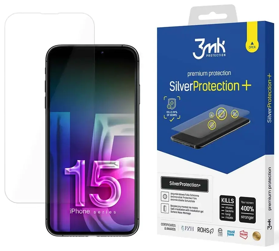 3mk SilverProtection+ aizsargplēve telefona ekrānam iPhone 15