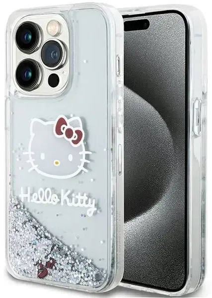 Hello Kitty HKHCP13XLIKHET iPhone 13 Pro Max 6.7" srebrny|silver hardcase Liquid Glitter Charms Kitty Head