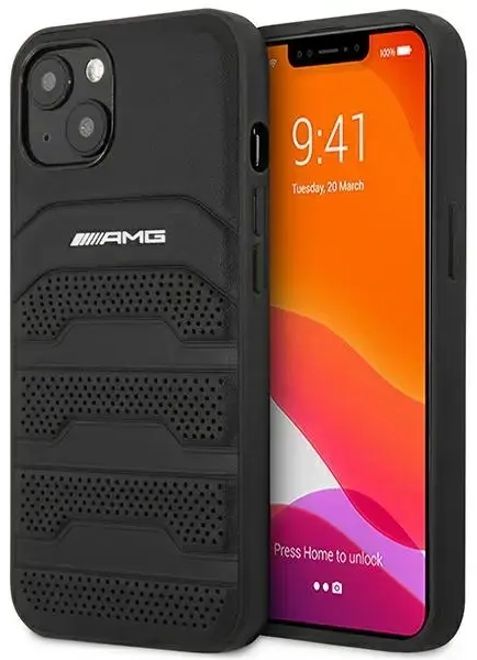 AMG AMHCP14MGSEBK iPhone 14 Plus 6,7" czarny|black hardcase Leather Debossed Lines