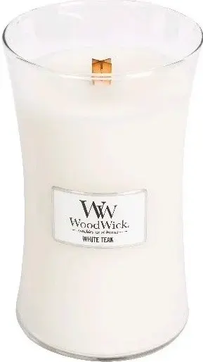 WoodWick White Teak lõhnaküünal puidust tahiga 609,5 g
