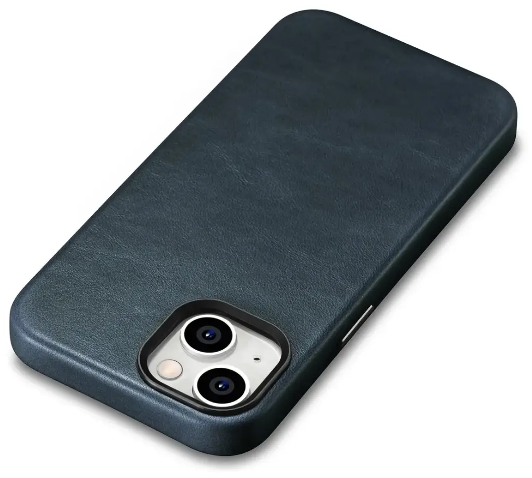 iCarer Oil Wax Premium Leather Case iPhone 14 Plus Magnetic Leather Case with MagSafe Dark Blue (WMI14220703-BU)
