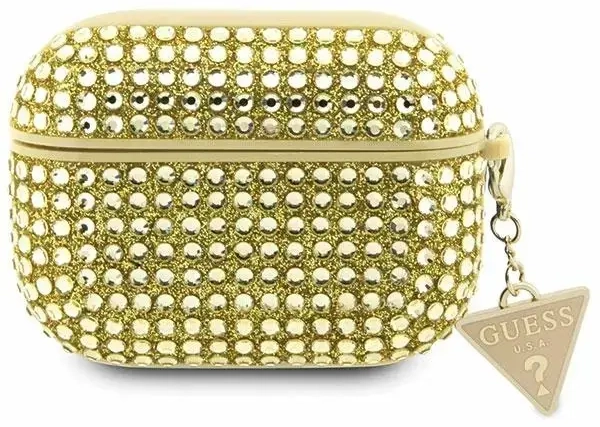 Guess GUAPHDGTPD AirPods Pro cover złoty|gold Rhinestone Triangle Charm
