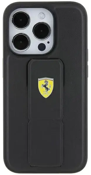 Ferrari FEHCP15SGSPSIK iPhone 15 6.1" czarny|black hardcase Grip Stand Metal Logo