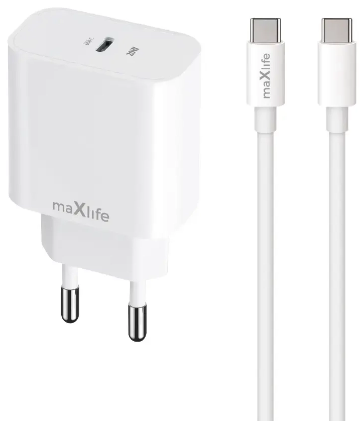 Maxlife MXTC-06 tīkla lādētājs | 20W | PD | QC | USB-C | balts