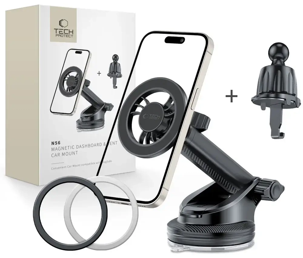 TECH-PROTECT N56 MAGNETIC MAGSAFE DASHBOARD & VENT CAR MOUNT BLACK