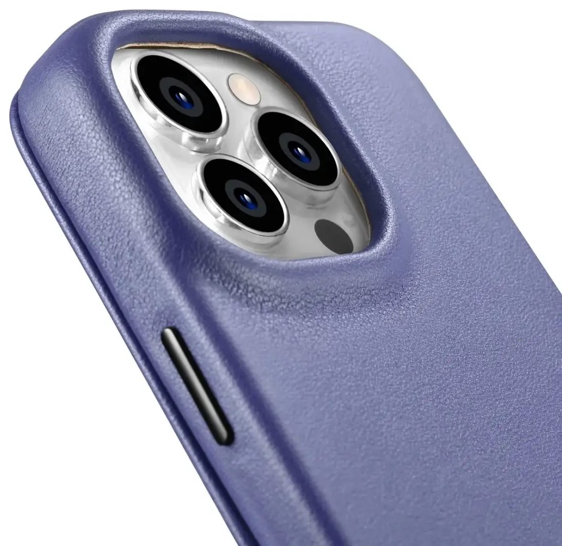 iCarer CE Premium Leather Folio Case iPhone 14 Pro Max Magnetic Flip Leather Folio Case MagSafe Light Purple (WMI14220716-LP)
