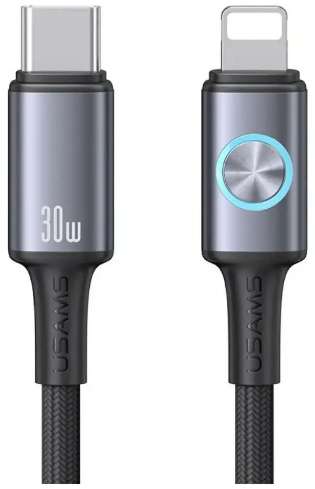 USAMS Huan Series SJ753 duomenų perdavimo ir įkrovimo laidas | USB-C į USB-C | 30W | 1.2m | pilkas