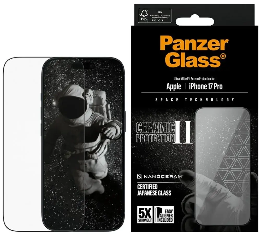 PanzerGlass Ceramic II Ultra-Wide Fit EasyAligner for iPhone 17 Pro