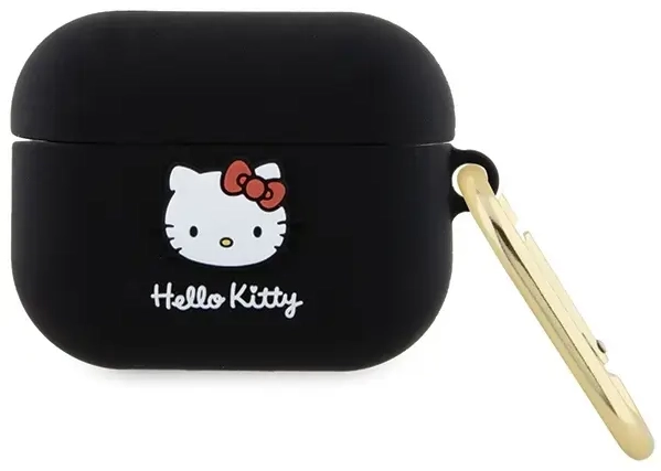 Hello Kitty HKAP3DKHSK Airpods Pro cover czarny|black Silicone 3D Kitty Head