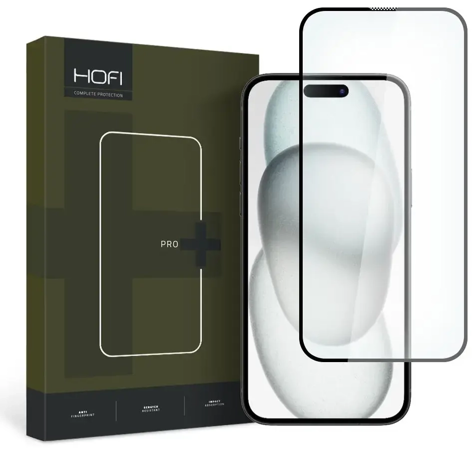 HOFI GLASS PRO+ kaitseklaas iPhone 15 must