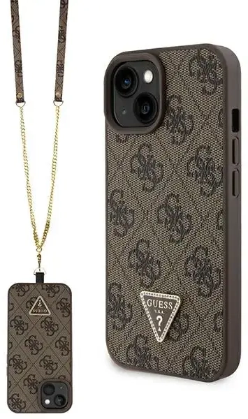 Guess GUHCP15MP4TDSCPW iPhone 15 Plus | 14 Plus 6.7" brązowy|brown hardcase Crossbody 4G Metal Logo