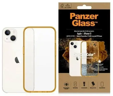 PanzerGlass ClearCase iPhone 13 6.1" Antibacterial Military grade Tangerine 0333