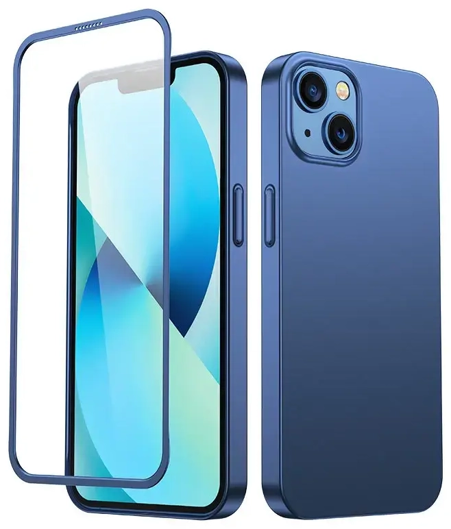 Joyroom 360 Full Case front and back cover for iPhone 13 + tempered glass screen protector blue (JR-BP927 blue)