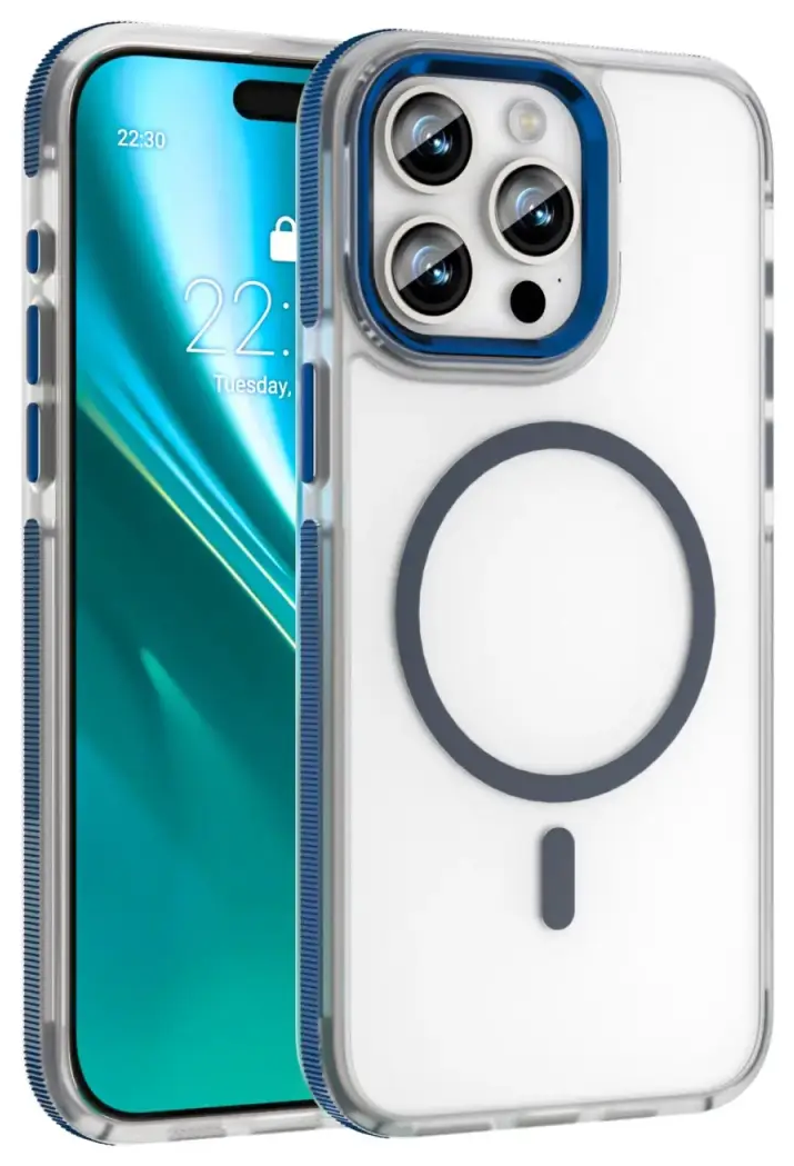 Etteri Icy Mag phone case with MagSafe support for iPhone 15 Pro blue